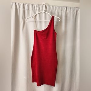 One Shoulder Red Dress
